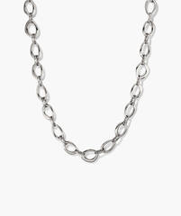 Organic DÃ´me Ripple Chain Necklace featuring irregular silver oval links with a toggle clasp, offering a fluid, dynamic design from the iconic DÃ´me collection.