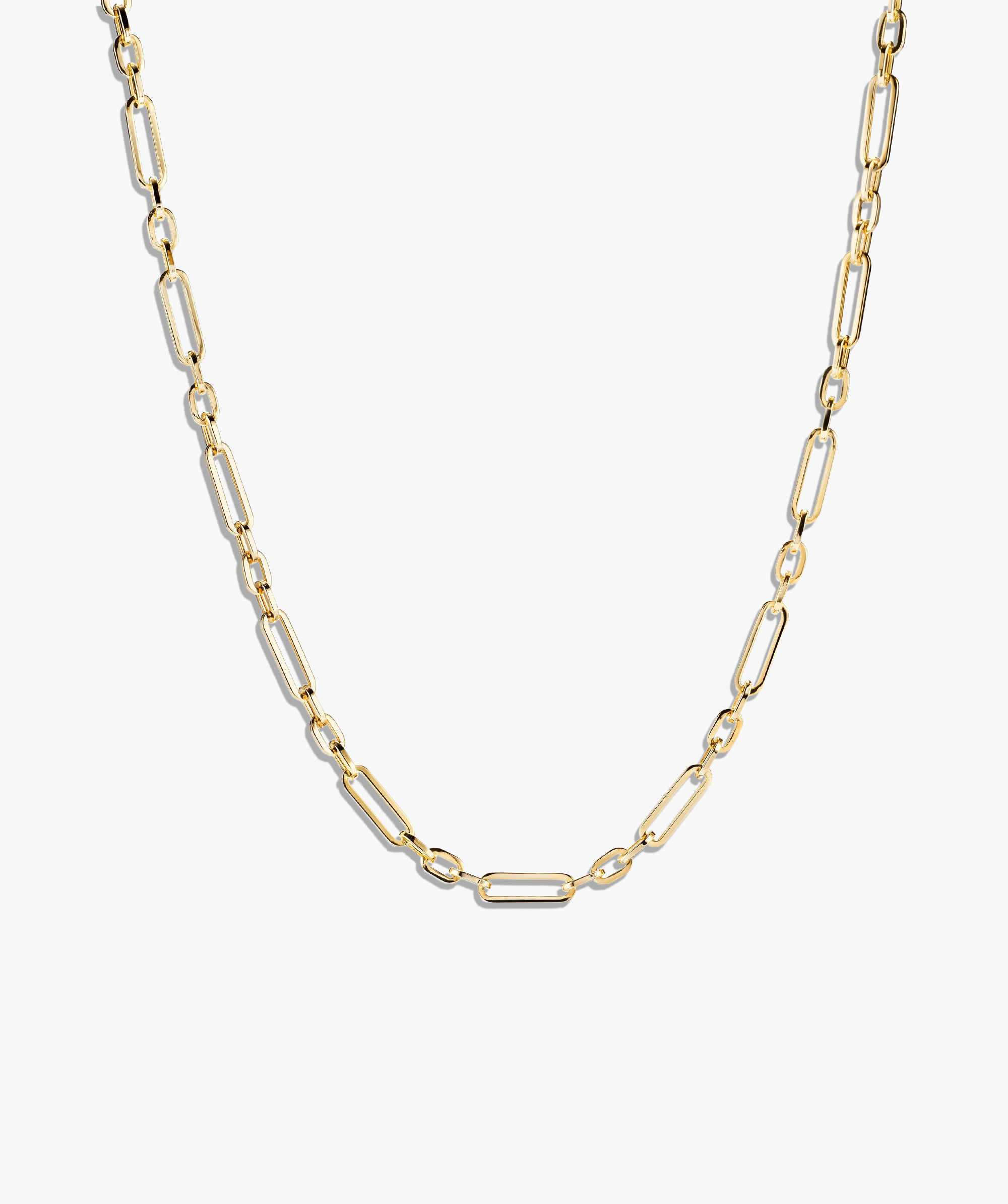 Triple Link Paperclip Chain Charm Necklace