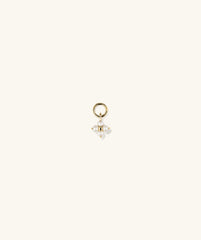 Cluster Pearl Hoop Charm featuring handcrafted 14k gold with a cluster of freshwater pearls, shown in a close-up view.
