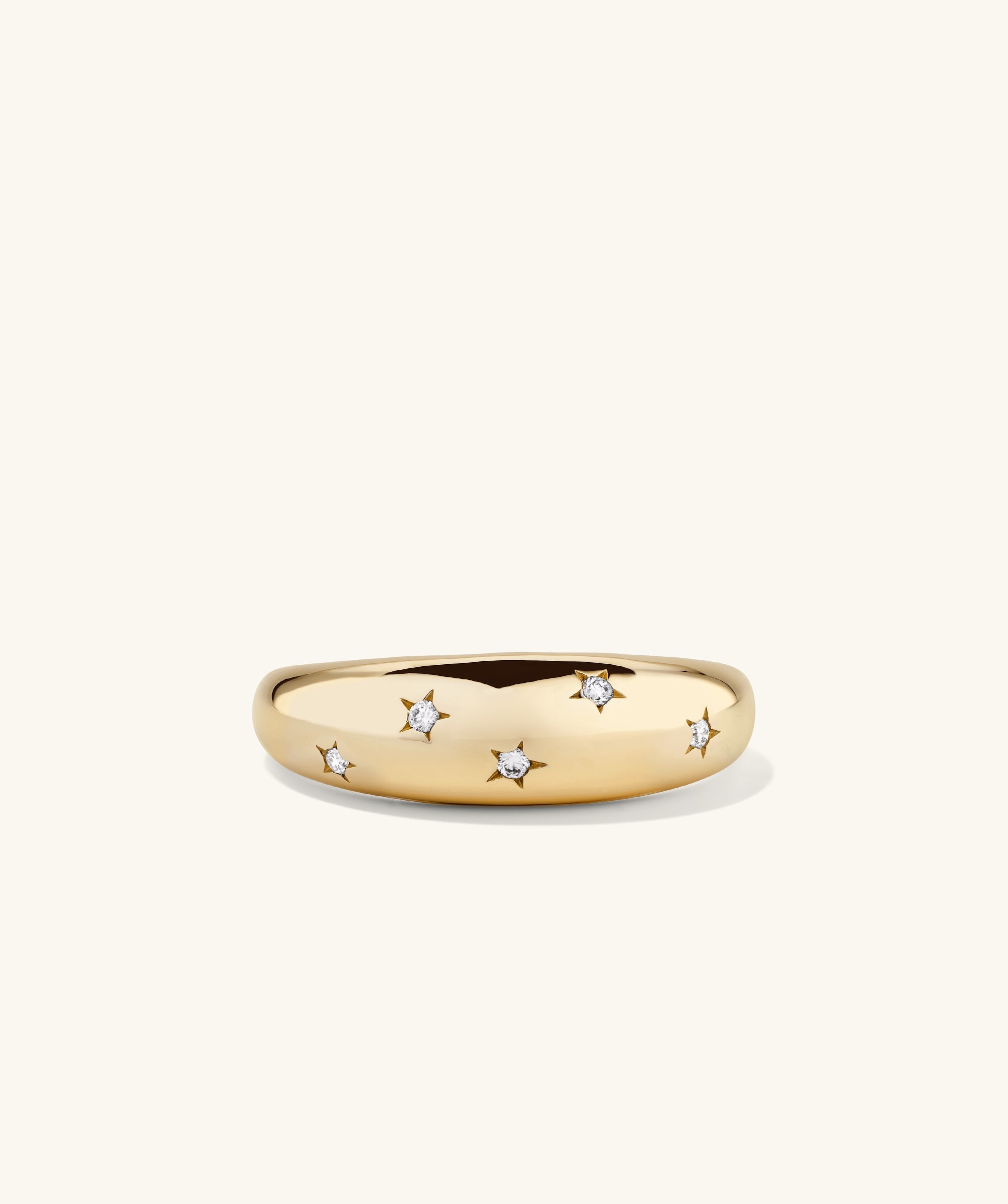 Celestial DÃ´me Ring: Elegant gold ring adorned with shimmering diamonds, exuding glamour and capturing the essence of starlit luxury.