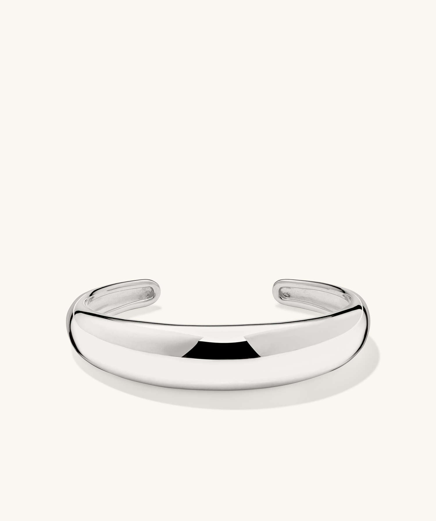 13mm DÃ´me Cuff Bracelet in 925 sterling silver, showcasing a sleek, polished design on a white background.