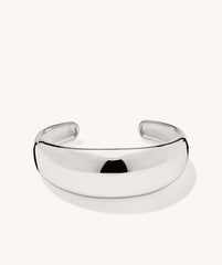 Silver 20mm DÃ´me Cuff Bracelet, intricately handcrafted in 925 sterling silver, displayed on a plain background, showcasing its elegant, puffed design.