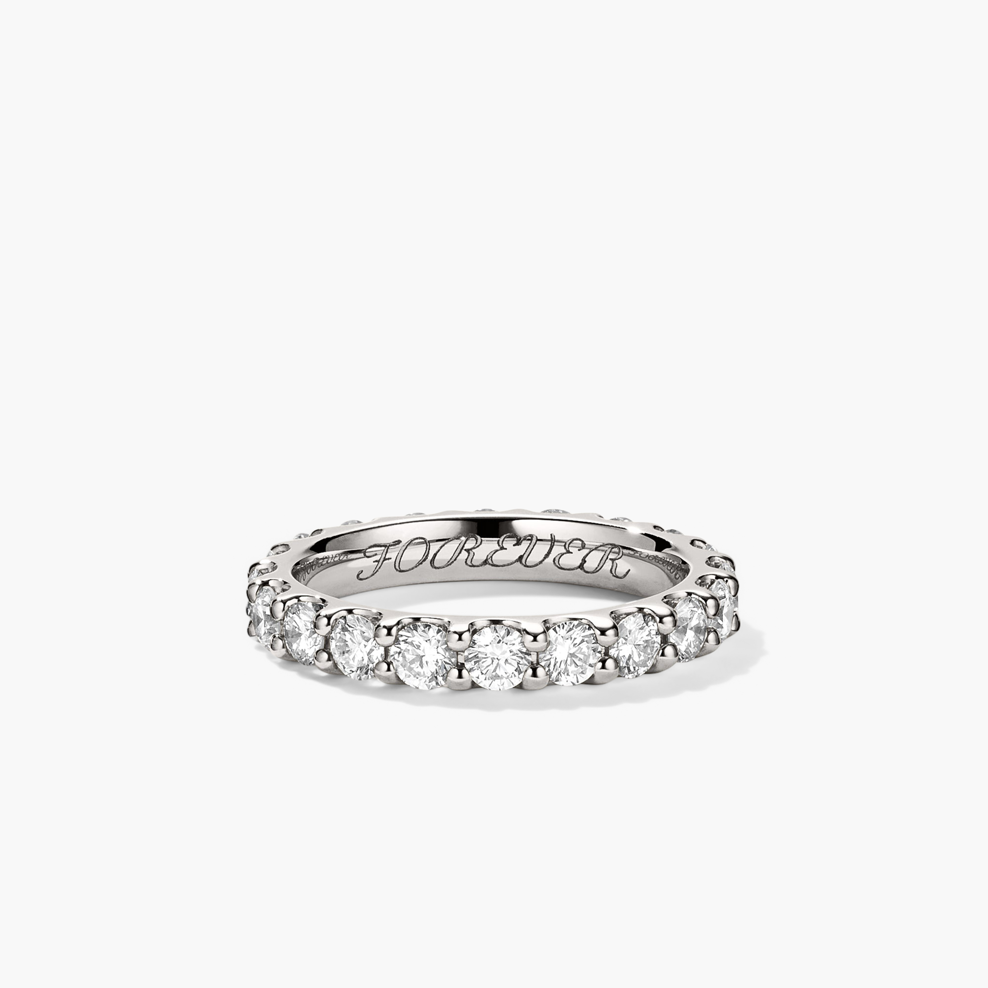 3mm Bold Diamond Eternity Band featuring 22 round brilliant cut diamonds hand-set in open prongs, showcasing exceptional sparkle.