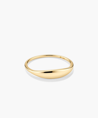 Slim Signet Ring: A handcrafted 14k gold ring with a dainty, subtle bezel surface, suitable for engraving up to seven letters.