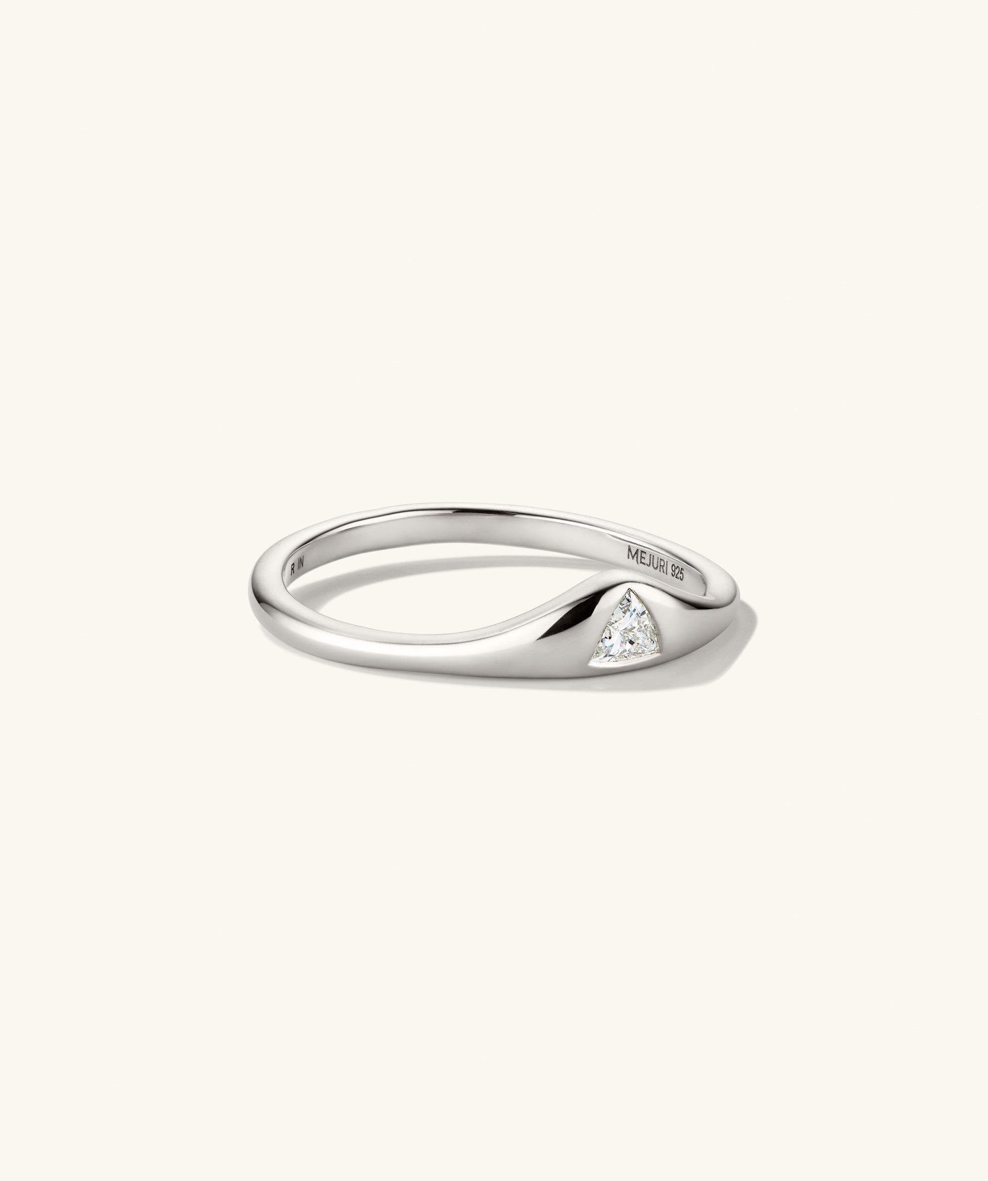 Organic DÃ´me Crescent Nesting Ring featuring a silver band with a lab-grown diamond, designed to stack seamlessly with DÃ´me collection rings.