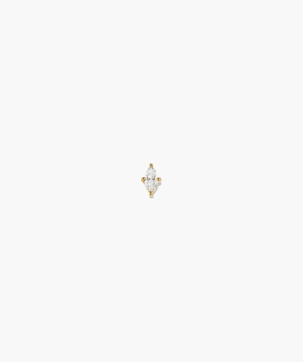 Piercing Studio - Lab Grown Diamond Marquise Studs featuring a single marquise-cut diamond in a yellow-gold, four-prong stud setting, embodying elegance and versatility.
