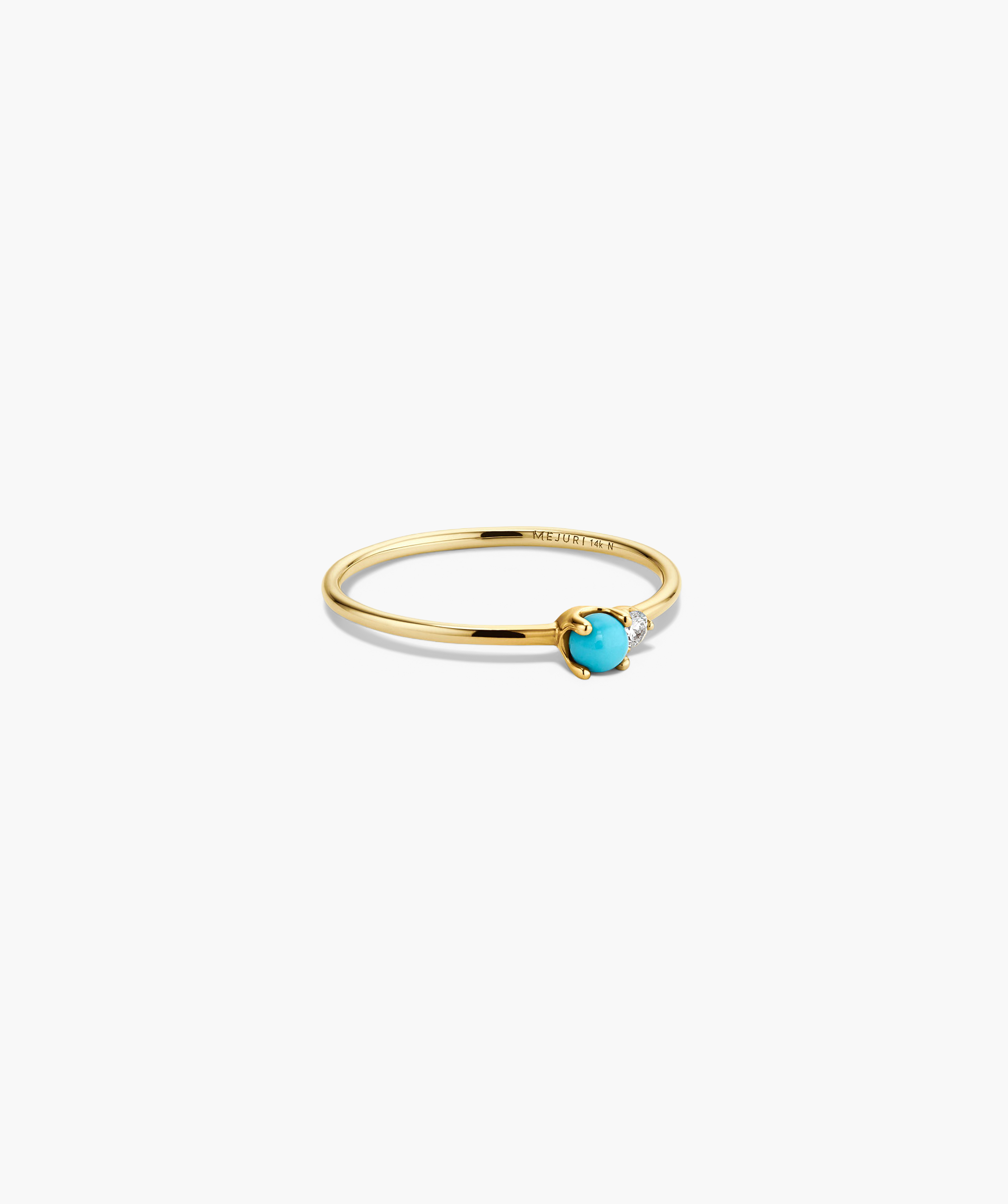 Beverly Ring featuring a sleek design with a gemstone and diamond set together, ideal for stacking or wearing solo, offering a fresh, stylish look.