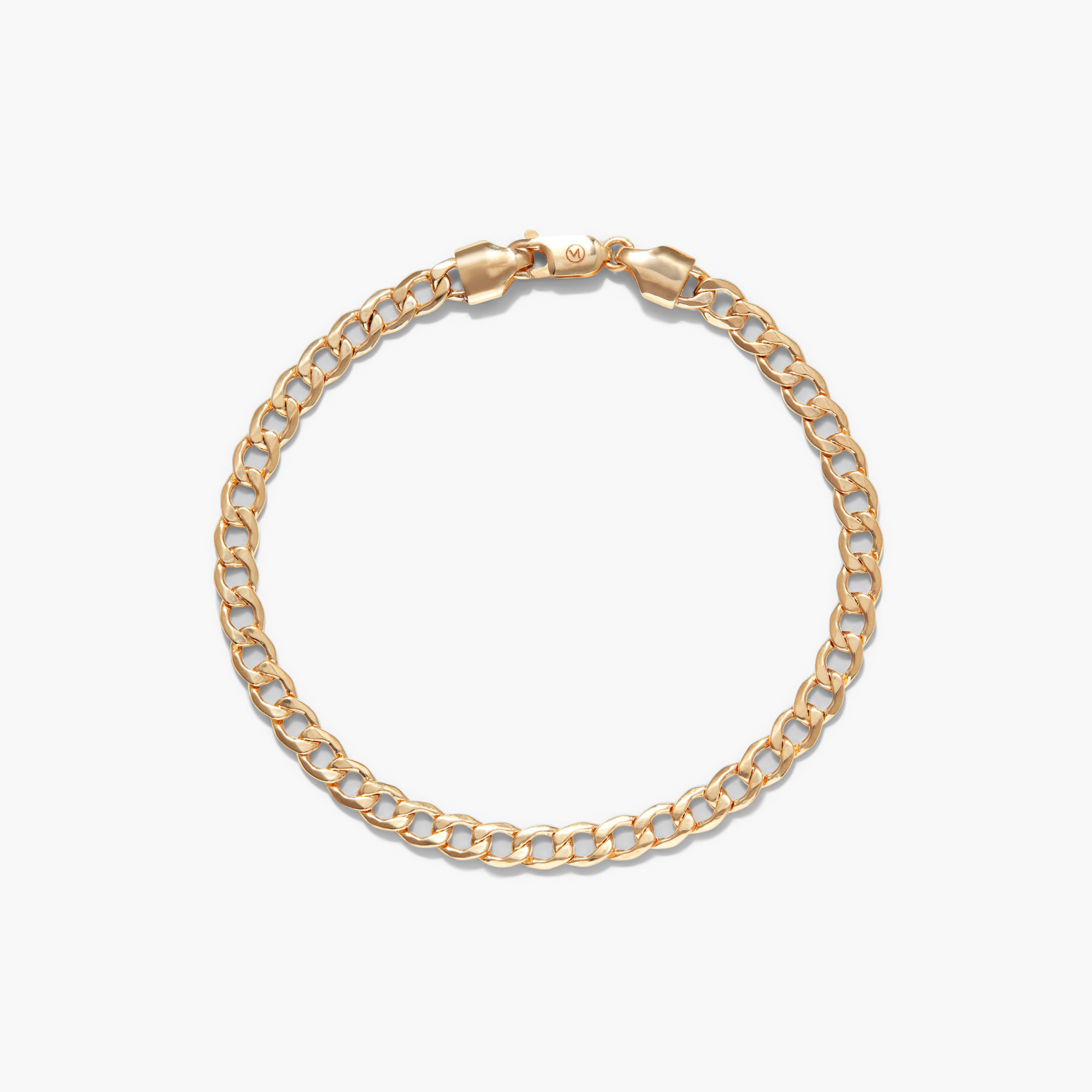 Flat Curb Chain Bracelet with a clasp, designed for everyday wear, enhancing any outfit with its elegant gold chain link.