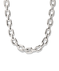 Stevie Chain featuring alternating oval and rectangular links with a bold design and a unique textured link, showcased in a sleek U-shape.