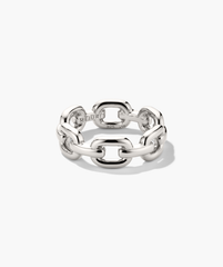 Stevie Ring: A sterling-silver chain-link band with visible MEJURI and 925 hallmarks, ideal for stacking or wearing solo.