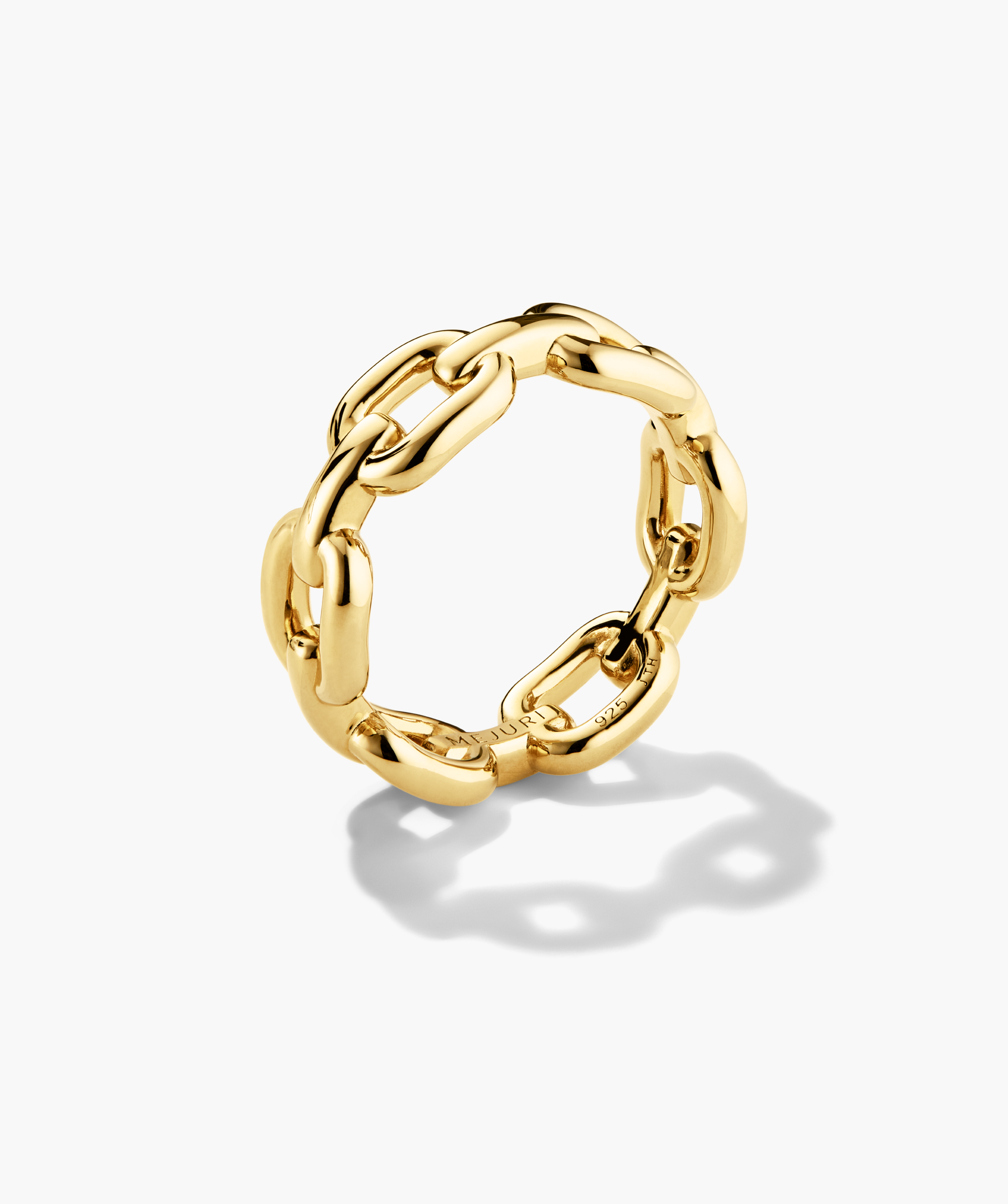 Stevie Ring: A polished gold-tone chain-link band, perfect for stacking or wearing solo, embodying standout style and versatility.