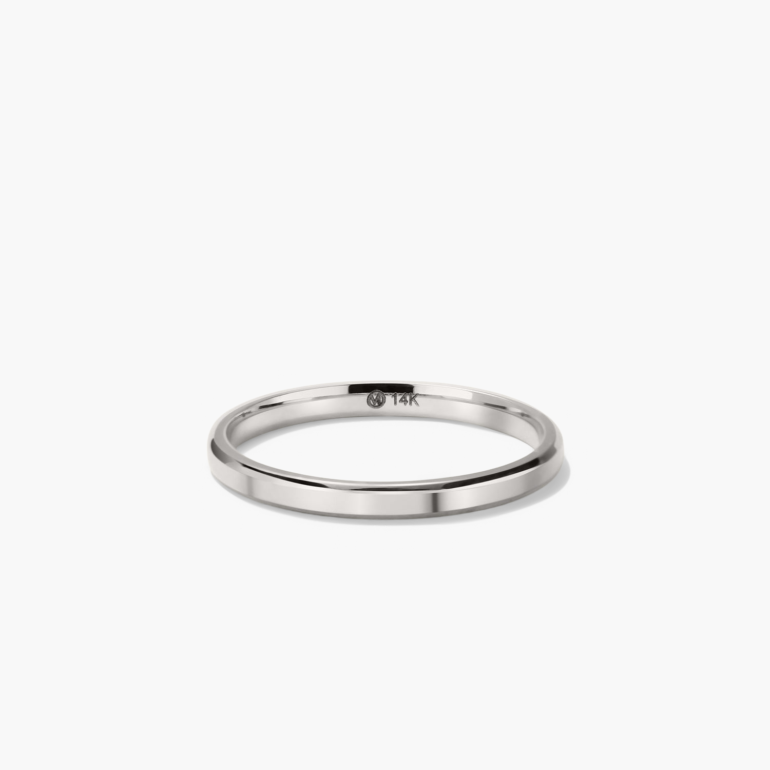 Silver 2mm Smooth Band with a diamond, symbolizing an unbreakable bond. Handcrafted in recycled 14k solid gold with streamlined edges, ideal for everyday wear or stacking.
