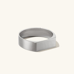 Slim Rectangular Signet Ring: A silver ring featuring a bold, hexagonal shape, perfect for making a statement in any jewelry collection.