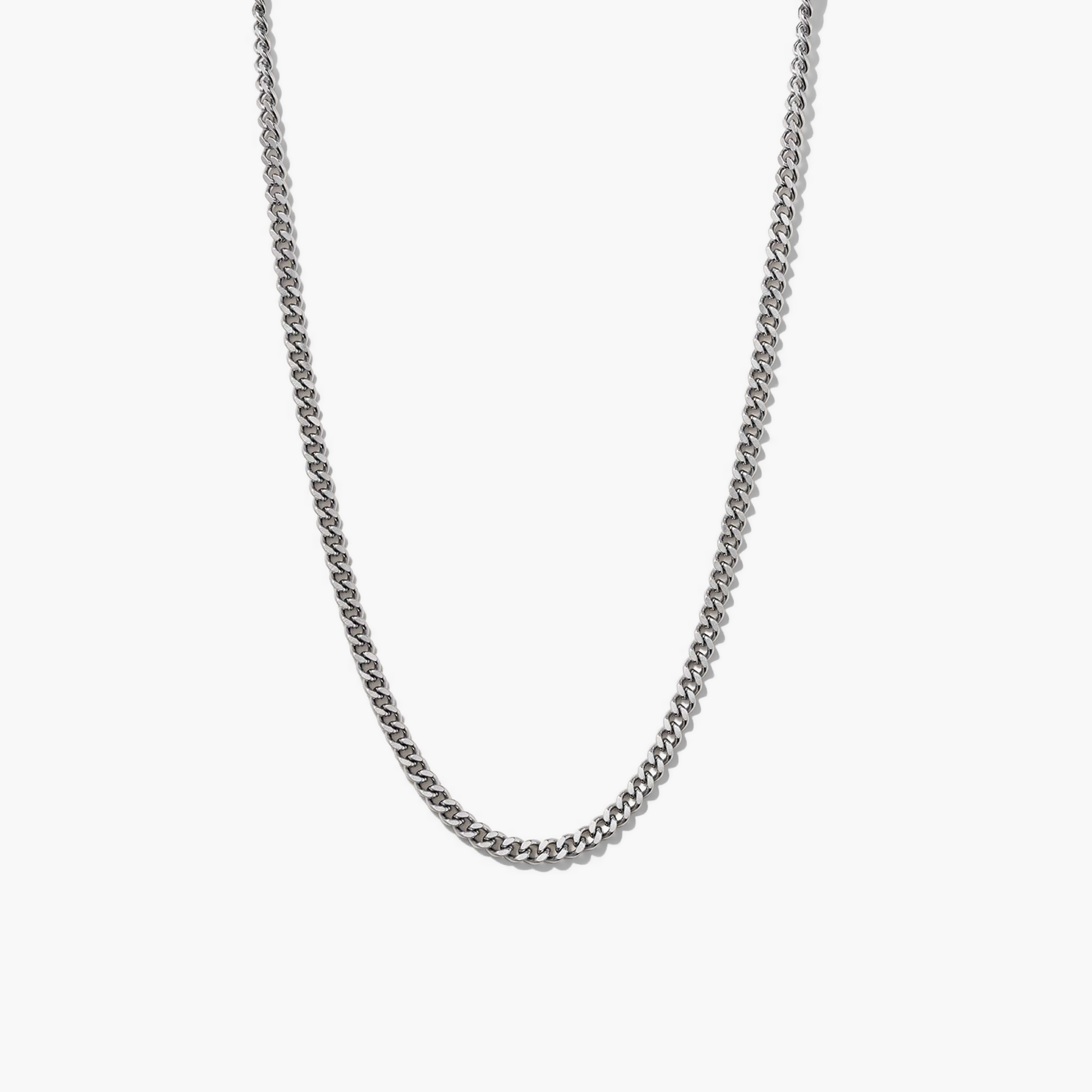5mm Curb Chain Necklace, a silver chain designed for versatile styling, shown on a white background. Perfect for both solo wear and layered looks.