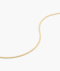 Mini Serpentine Necklace: A fine, flat gold chain with S-curve links, offering soft movement and subtle shine, perfect for daily wear.