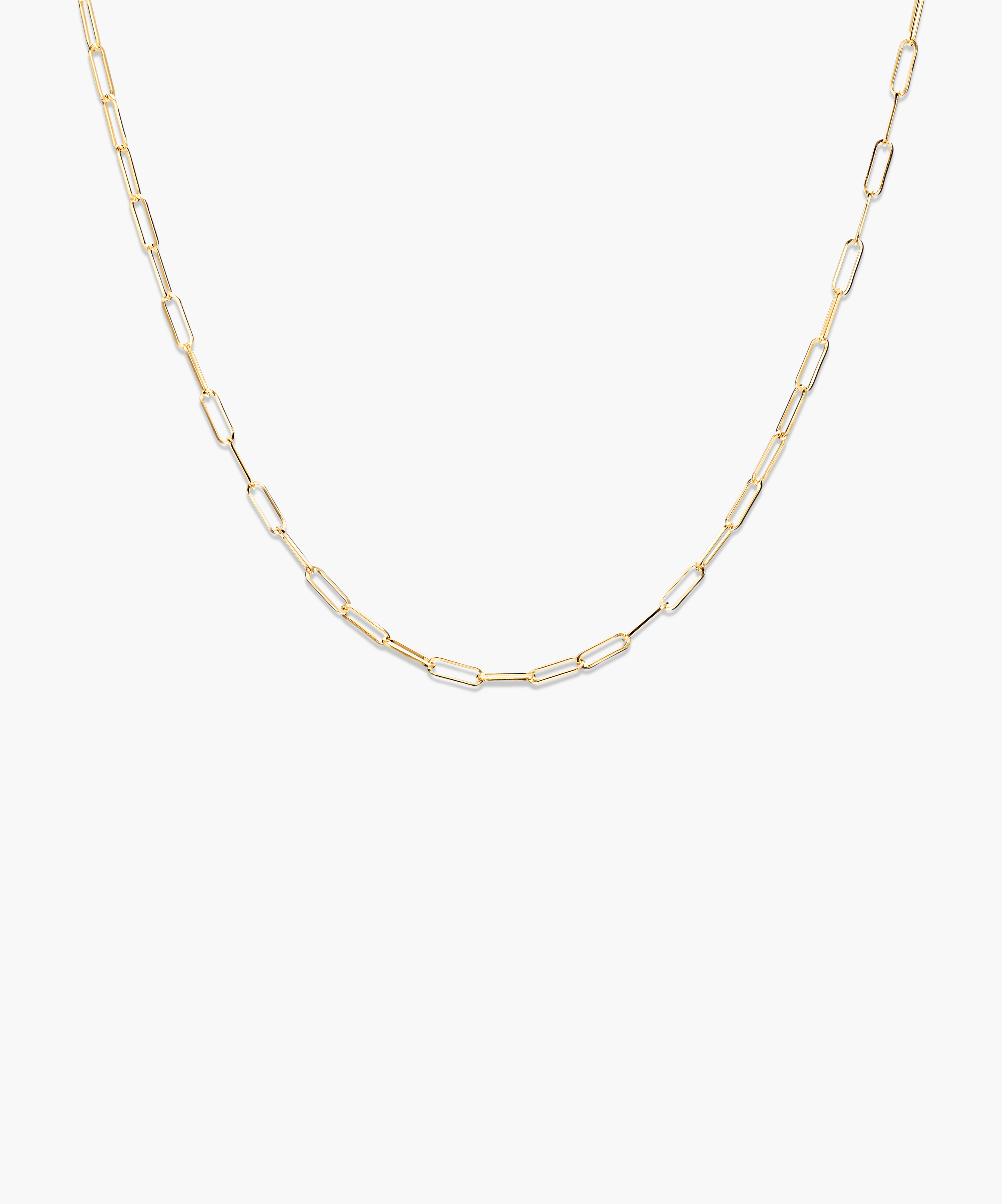 Oval Charm Enhancer: A gold chain necklace designed for charm additions, offering versatile styling options.