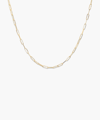Oval Charm Enhancer: A gold chain necklace designed for charm additions, offering versatile styling options.