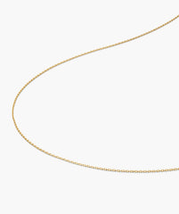 Oval Link Chain Necklace with fine ovular links, ideal for adding charms or layering, displayed on a plain white background. Perfect for creating a personalized necklace stack.