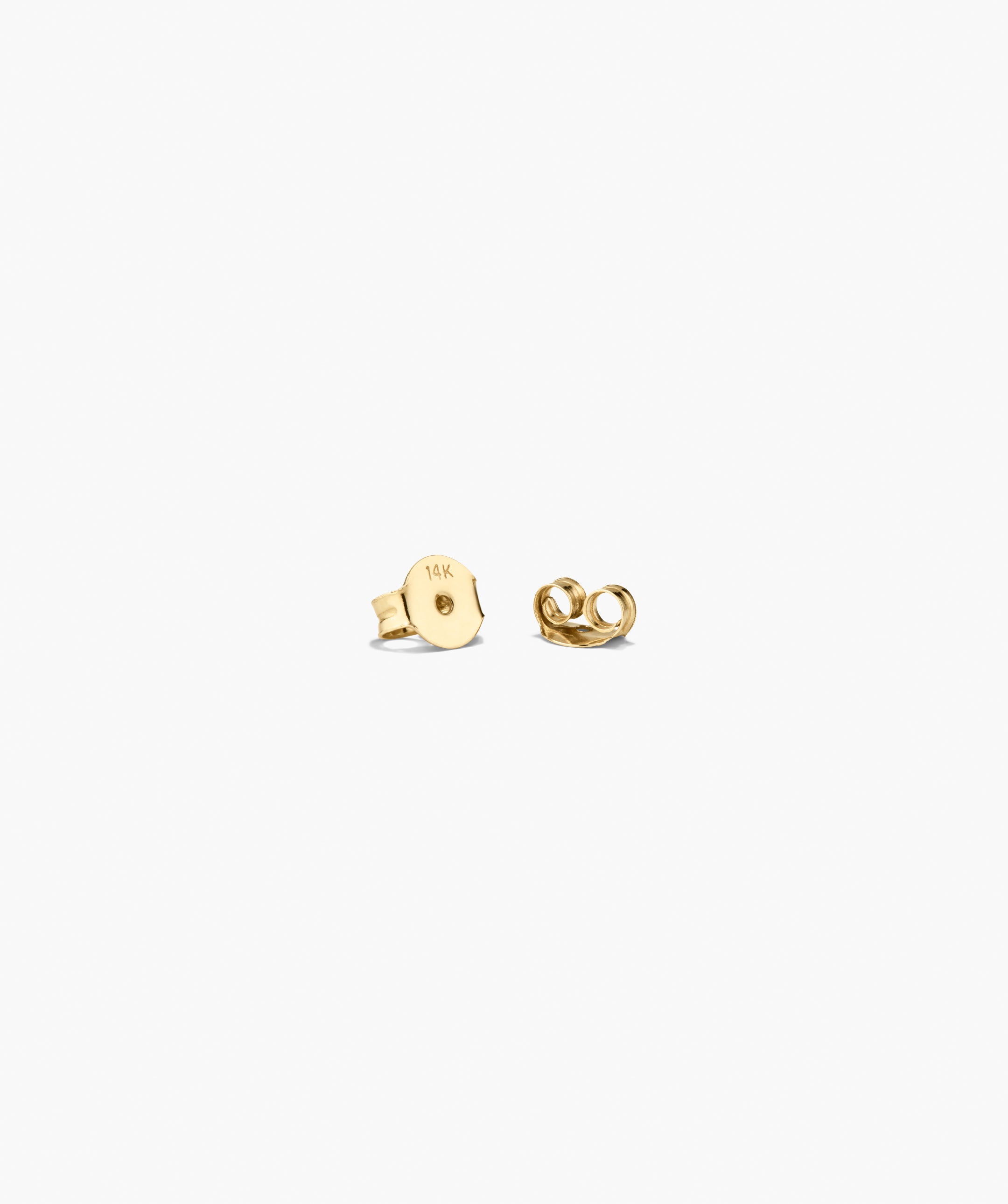 Fleurette Mini Studs in solid 14k gold, featuring a five-petal floral design with lab-grown diamond accents, shown with butterfly earring backings.