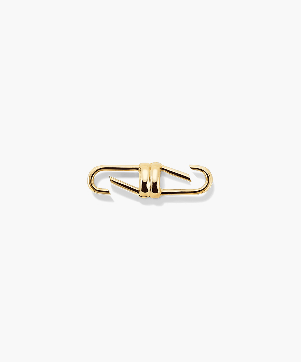 Base Chain Convertible Necklace, featuring a detailed gold metal clasp, designed for customizable styling with removable links for varied lengths and charm attachments.