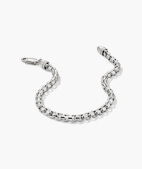 4mm Round Box Chain Bracelet in polished sterling silver, featuring a box-style link and a lobster-claw clasp, offering a balanced, everyday elegance.