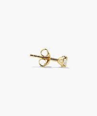 Round Lab Grown Sapphire Studs featuring a single stud earring with a straight post, butterfly back, and a small gemstone in a four-prong setting.