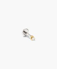 Piercing Studio - Baby Diamond Stud: A minimalistic labret-style earring featuring a small, round diamond in a yellow-gold prong setting, perfect for cartilage piercings.