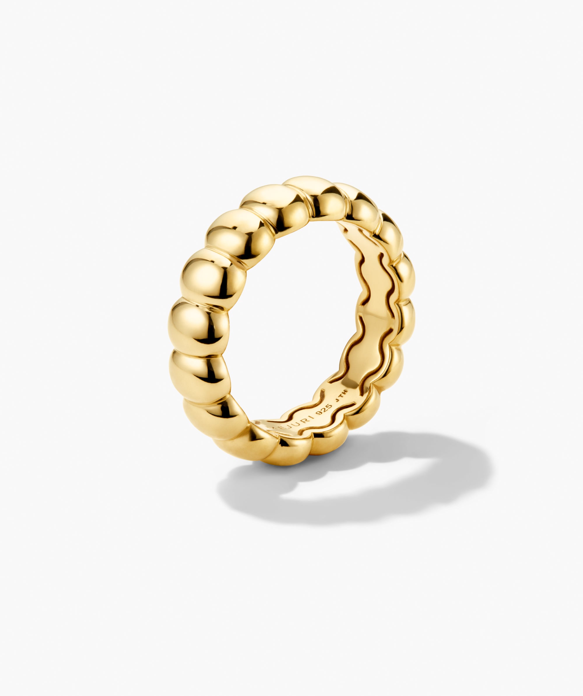 Puffy Charlotte Stacker Ring featuring smooth, rounded beads in a continuous design, showcasing a glossy, polished finish.