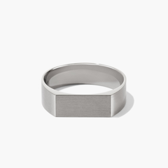 Slim Rectangular Signet Ring: A silver signet ring with a sleek, rectangular face, embodying bold style and substance.