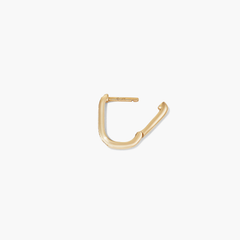 Single PavÃ© Diamond Huggie U Hoop: 14k gold earring with a curved design, adorned with responsibly sourced diamonds for a sparkly ear stack addition.