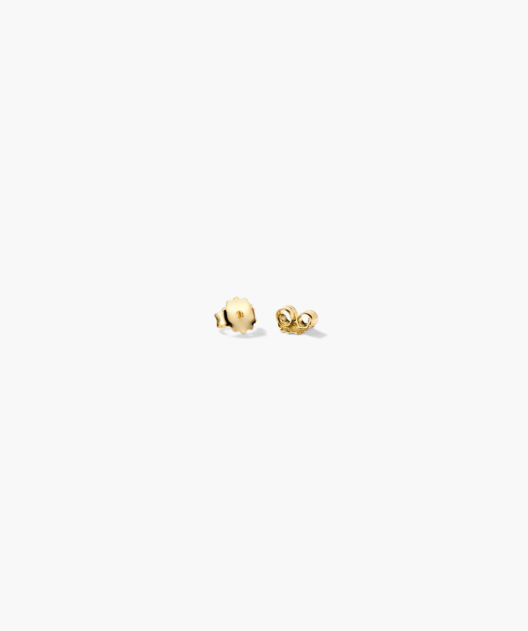 Gold-tone butterfly clasps for Gemstone Mini Studs, shown on a white background, designed to secure earrings in place.