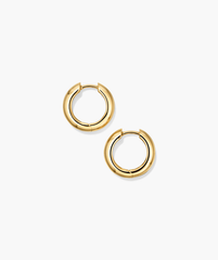 Plush Small Hoops: a pair of handcrafted 14k gold hoop earrings with a pillowy design.