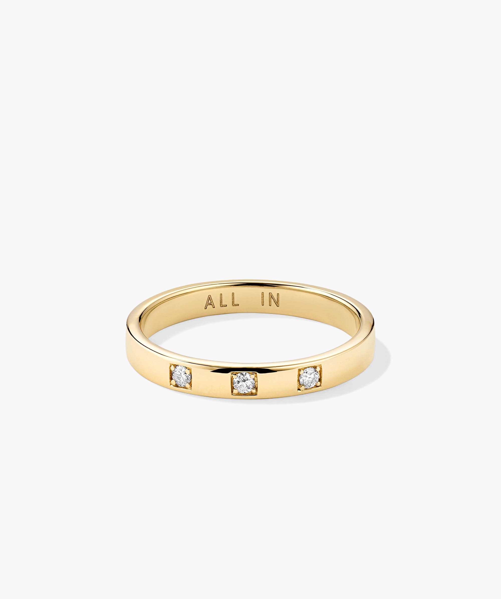 Gold ring with diamonds, titled Diamonds Band, handcrafted in 14k solid gold. This elegant piece features a delicate arrangement of sparkling diamonds.