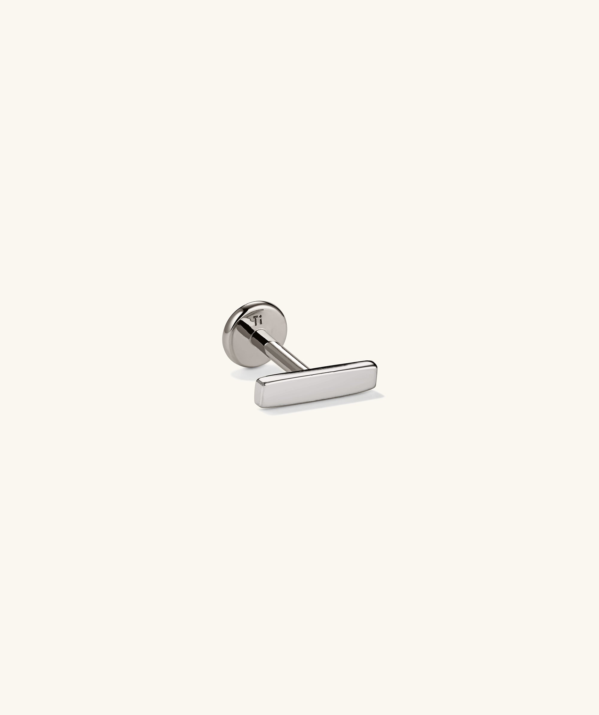 Silver Piercing Studio - Bar Flat Back Stud with a round base, showcasing a minimalist design ideal for stacking with other classic earrings.