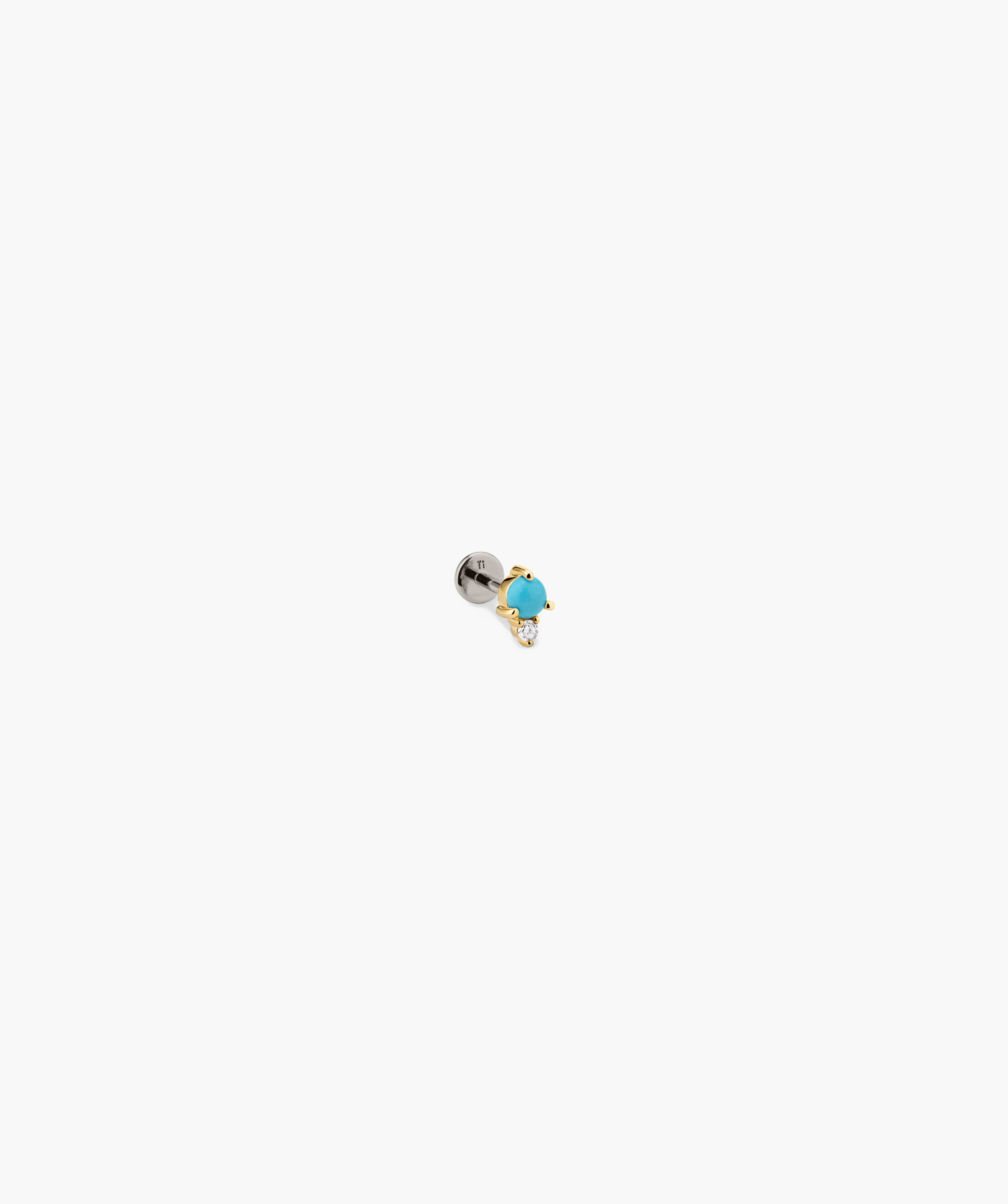 Piercing Studio - Turquoise Diamond Droplet Flat Back Stud, featuring a blue and silver design with a detailed close-up highlighting its unique pattern.