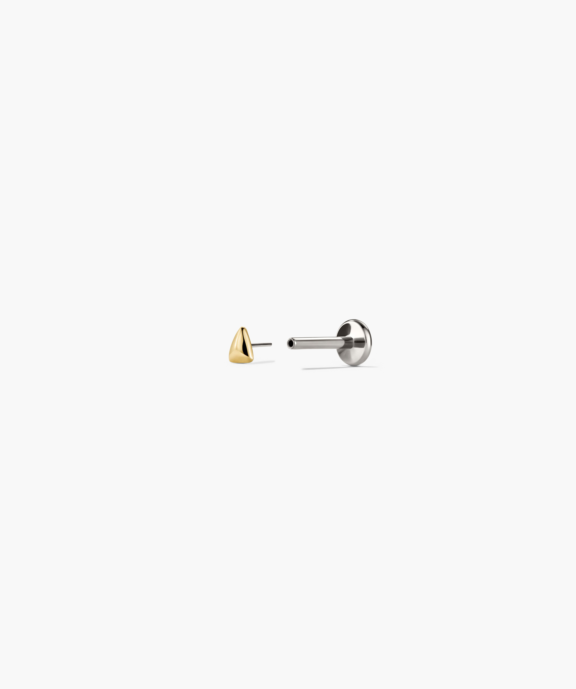 Puffy Pyramid Stud earrings, featuring a sleek, puffy design, ideal for ear stacking. Flat back for comfort, includes two post sizes for a perfect fit.