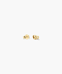 Two gold earring backs on white background, one stamped 585 for 14K gold, complementing the Better Half Heart Studs with solid gold and pavÃ© diamonds.