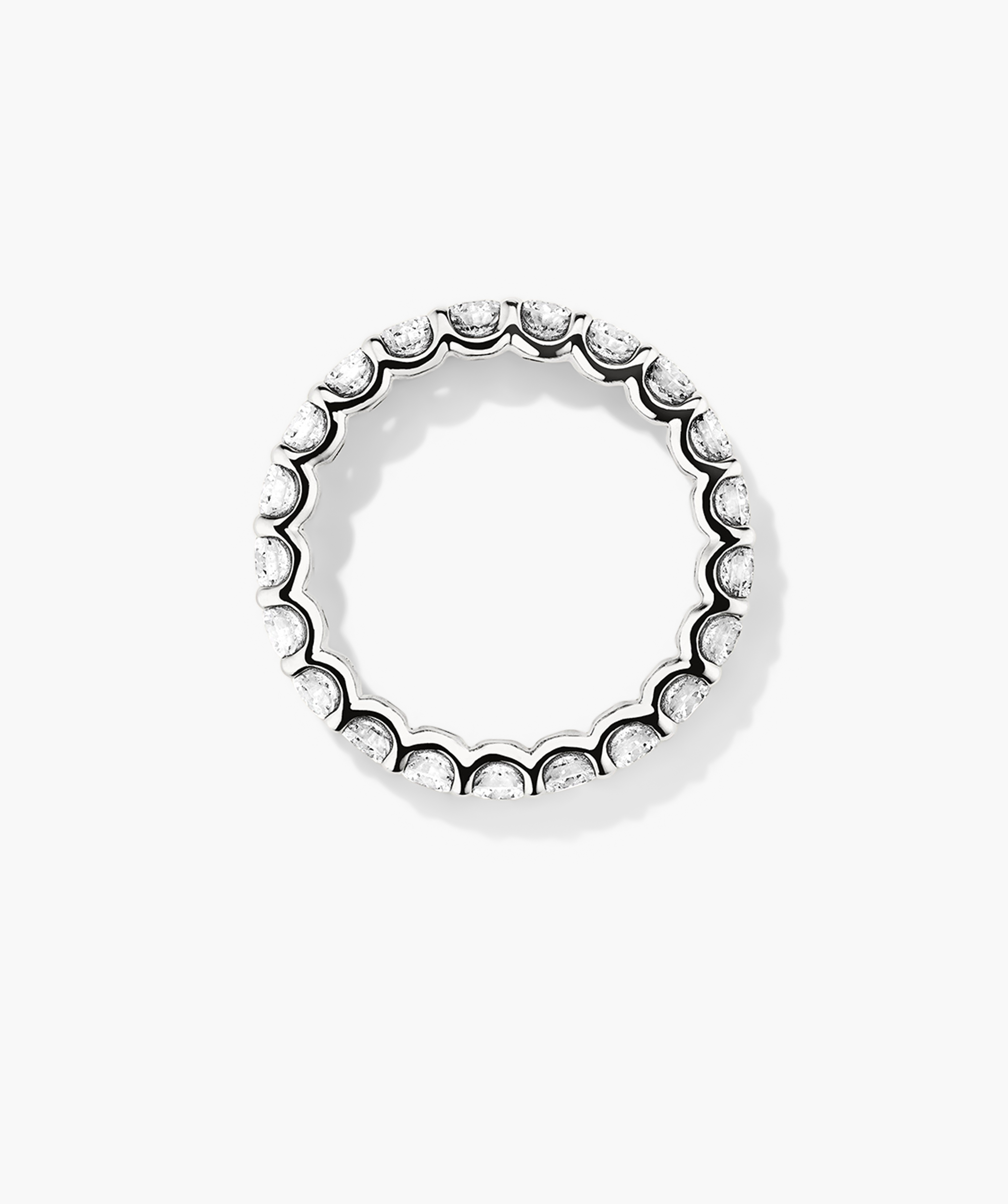 3mm Lab Grown Diamond Eternity Band: A close-up of a 14k solid gold ring adorned with lab-grown diamonds, showcasing its elegant and sparkling design.