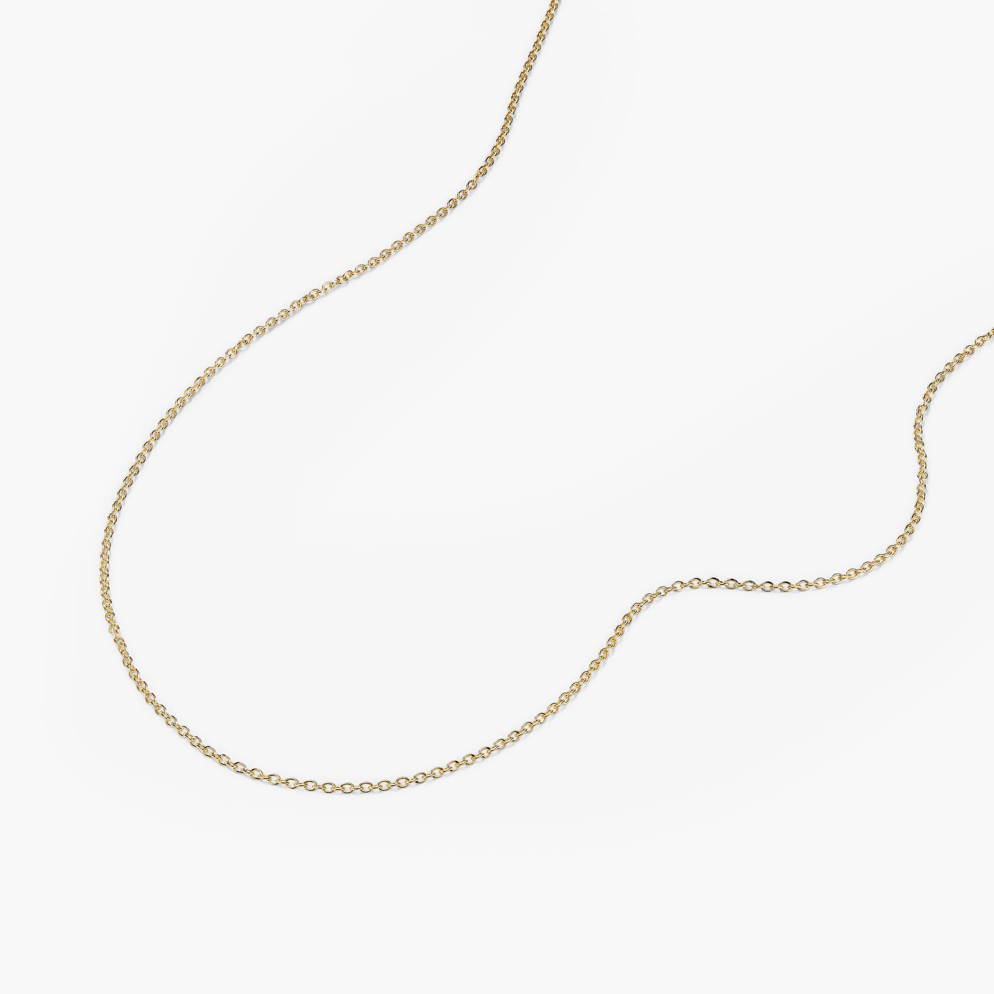 Cable Chain Necklace handcrafted in 14k solid yellow gold, displayed on a white background, emphasizing its timeless and versatile design.