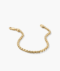 3mm Round Box Chain Bracelet in 14k solid yellow gold, featuring a secure clasp, displayed on a white background.
