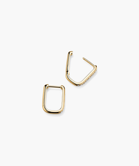 PavÃ© Diamond Small U Hoops in 14k solid gold, featuring a squarish design and set with sparkling, responsibly sourced diamonds.