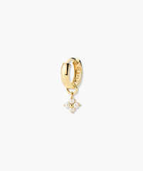 Cluster Pearl Hoop Charm: A handcrafted 14k gold hoop earring featuring a cluster of freshwater pearls, designed for customizable wear.