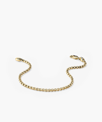 Gold Round Box Chain Bracelet on a white background, designed for everyday wear. Not too bold or narrow, it pairs well with other jewelry.