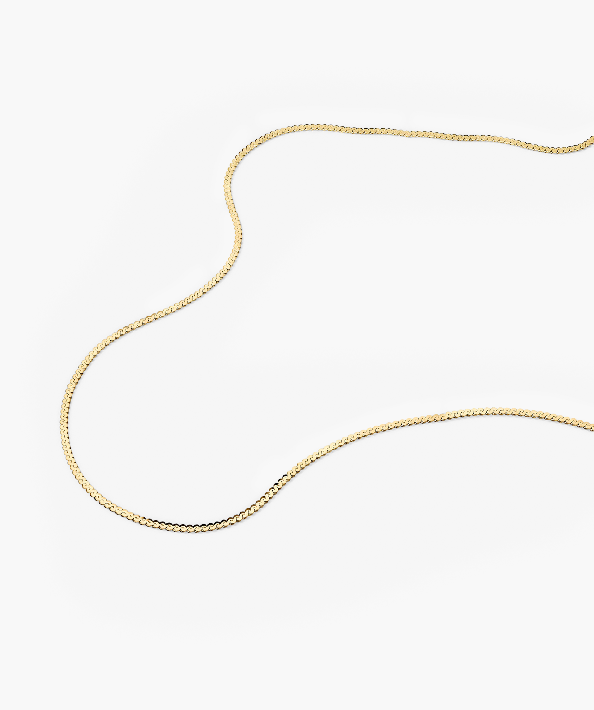 Serpentine Chain Necklace displayed on a white surface, showcasing its elegant, minimal design suitable for any occasion.
