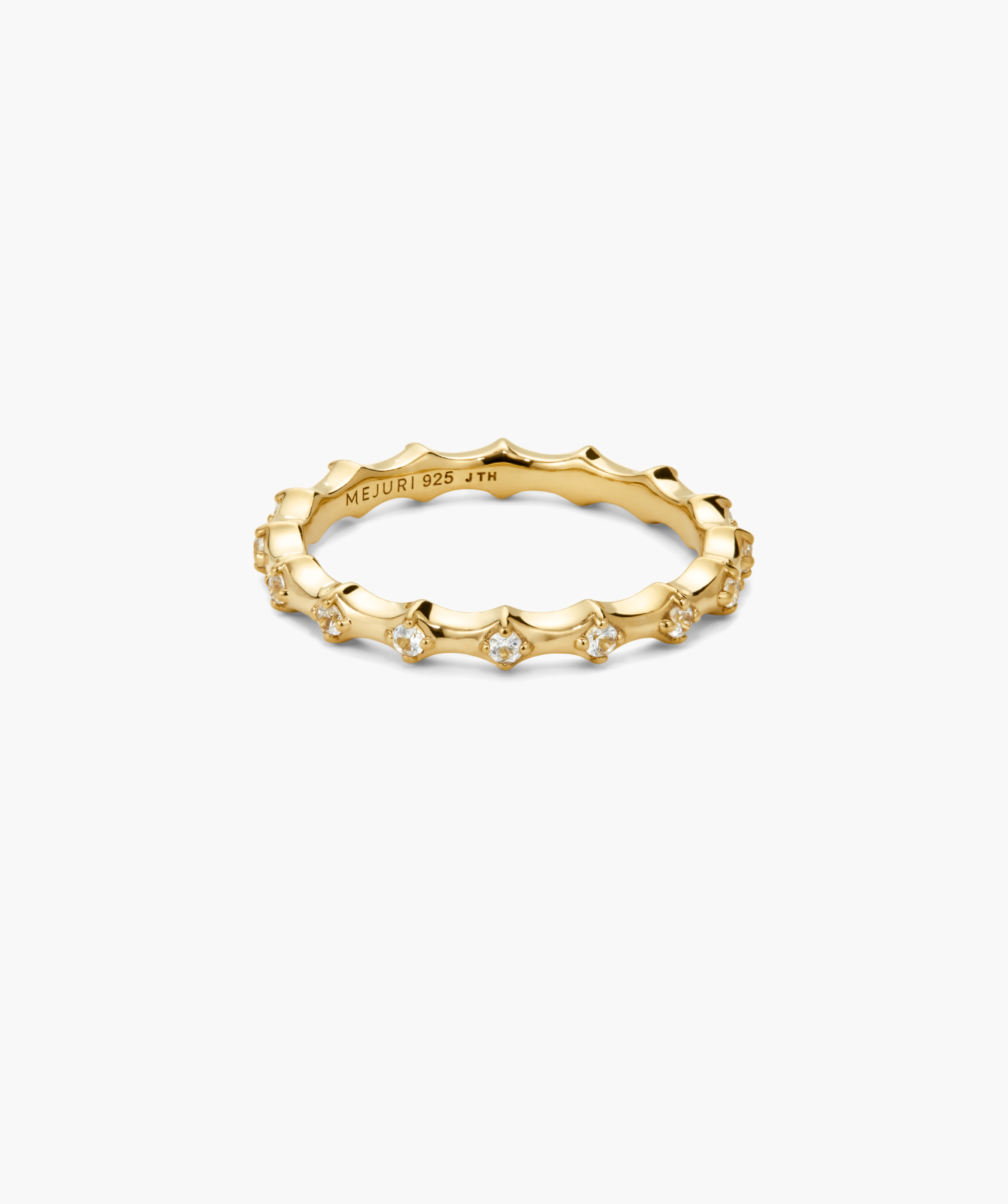 Classic Charlotte Stacker Bundle: delicate gold-vermeil rings with scalloped edges, small diamonds, and bold curves, designed for seamless stacking or standalone elegance.