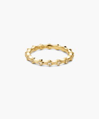 Classic Charlotte Stacker Bundle: delicate gold-vermeil rings with scalloped edges, small diamonds, and bold curves, designed for seamless stacking or standalone elegance.