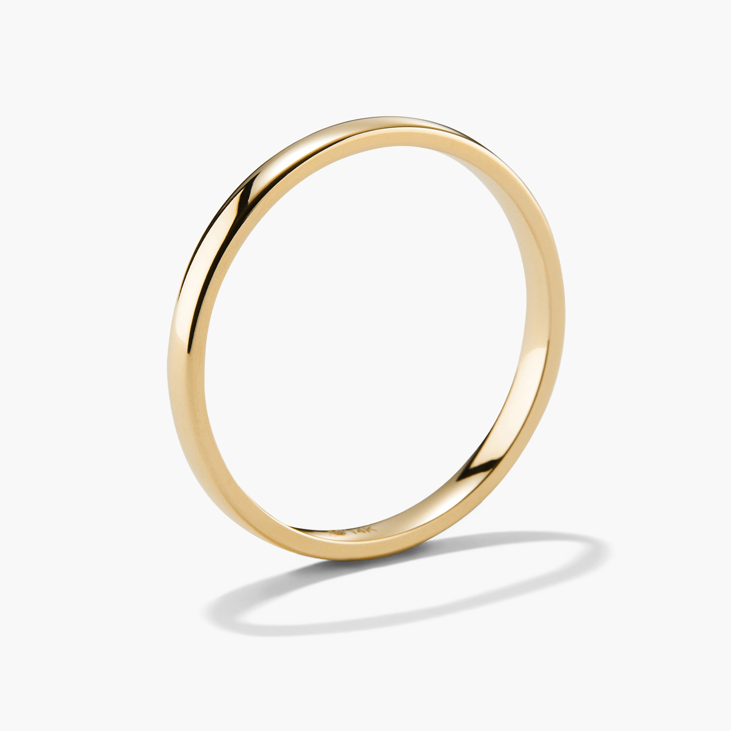 2mm Curve Band: A sleek, lightweight gold ring, perfect for engagement or wedding, displayed on a white background.