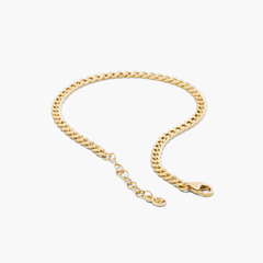Curb Bracelet: A handcrafted 14k gold chain bracelet with a clasp, designed for everyday wear, including work, showers, and workouts.