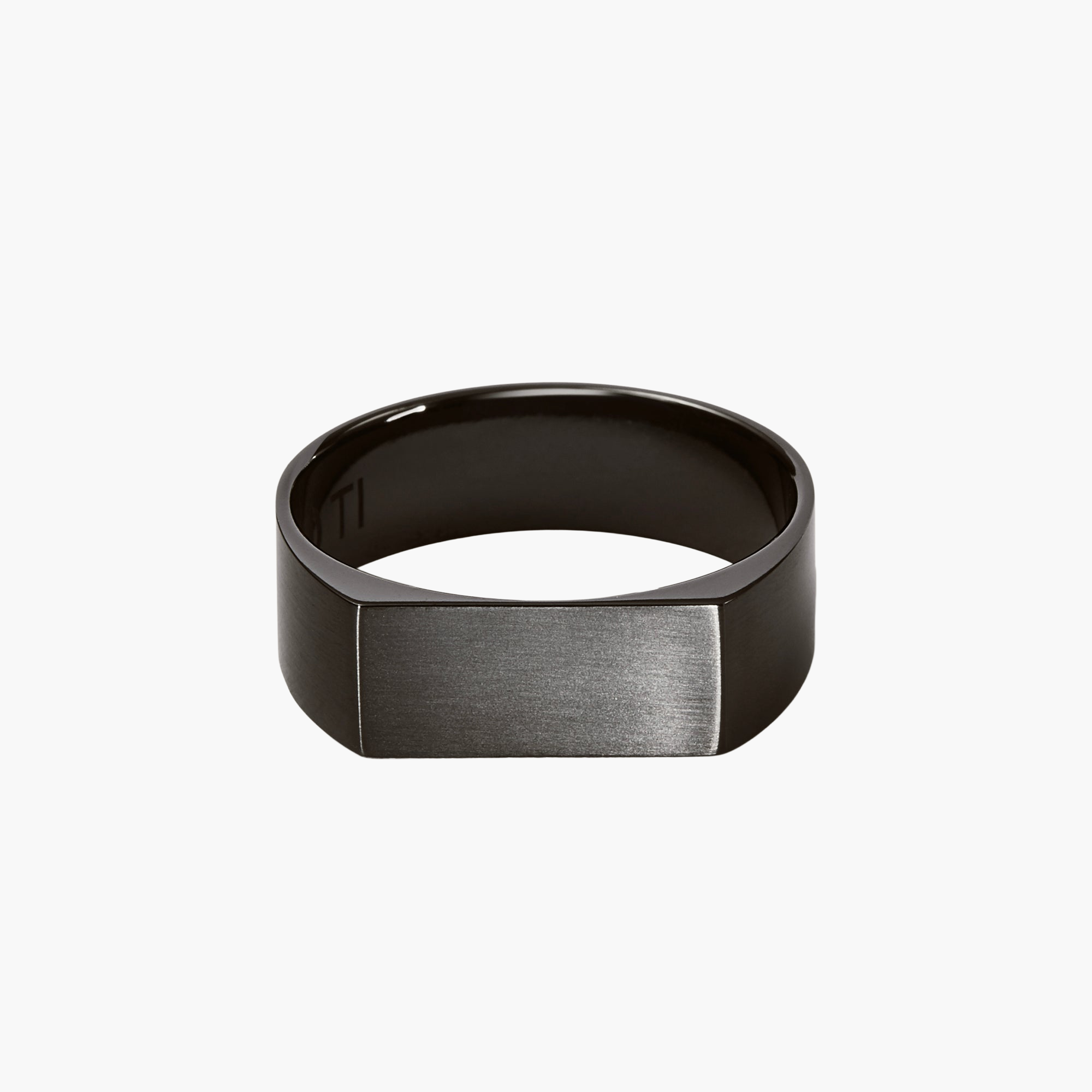 Slim Rectangular Signet Ring with a bold, black rectangular face on a sleek band, designed as a modern fashion accessory.
