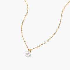 Mini Pearl Pendant Necklace featuring an 18k gold vermeil chain with a delicate freshwater pearl pendant, ideal for layering and versatile wear.